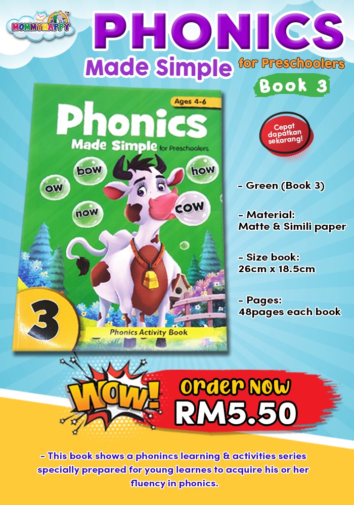 BA101 : PHONICS MADE SIMPLE FOR PRESCHOOLERS- BOOK 3 (HIJAU)