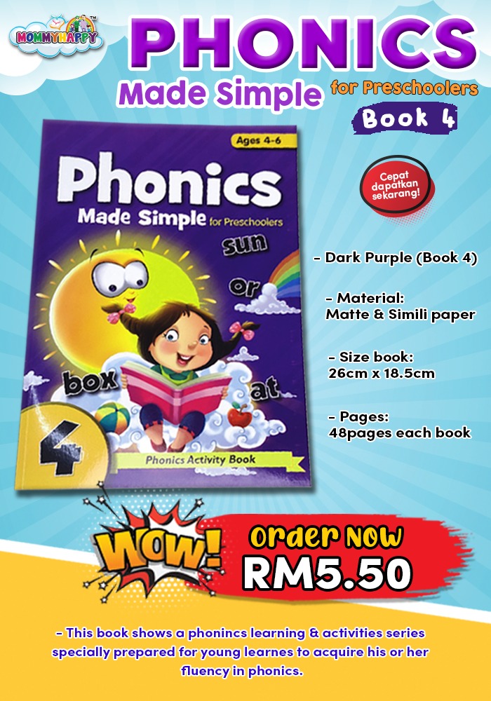 BA102 : PHONICS MADE SIMPLE FOR PRESCHOOLERS- BOOK 4 (UNGU)