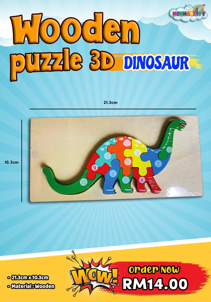 WOODEN PUZZLE 3D - DINOSAUR ( SMALL SIZE )