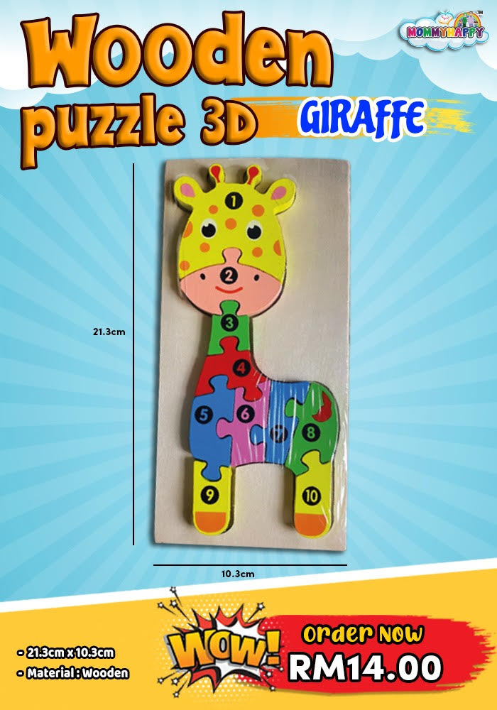 WOODEN PUZZLE 3D - GIRAFFE (SMALL SIZE)