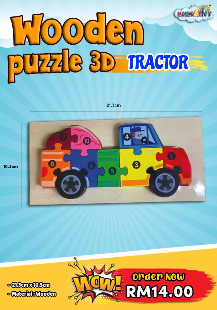 WOODEN PUZZLE 3D - TRACTOR (SMALL SIZE)
